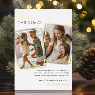 Modern 2 Photo Christmas Foil Holiday Card