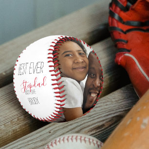 Modern 2 Photo Collage Best Ever Stepdad Baseball