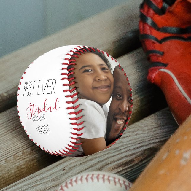 Modern 2 Photo Collage Best Ever Stepdad Baseball (Creator Uploaded)