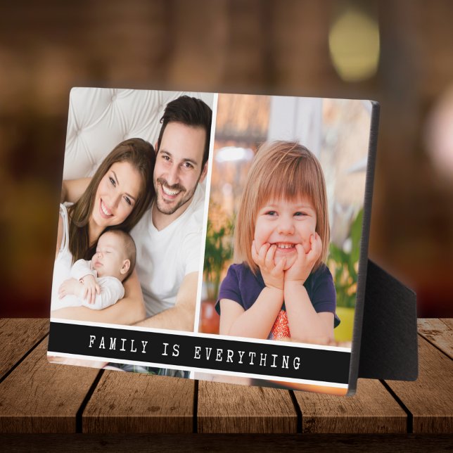 Modern 2 Photo Collage Family Is Everything Quote Plaque (Creator Uploaded)