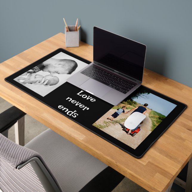 Modern 2 Photo Collage Personalised Monogram Desk  Mat (Office 2)