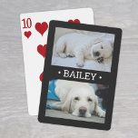 Modern 2 Photo Dog or Any Name Black and White Playing Cards<br><div class="desc">Share favourite pictures on game night with elegant custom 2 photo playing cards. This template is set up with a pet's name, but is easy to personalise with a family or friend's name, a wedding couple's monogrammed initials, or any wording of your choice. The colours and font style can also...</div>