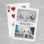 Modern 2 Photo Dog or Any Name White and Black Playing Cards<br><div class="desc">Share favourite pictures on game night with elegant custom 2 photo playing cards. This template is set up with a pet's name, but is easy to personalise with a family or friend's name, a wedding couple's monogrammed initials, or any wording of your choice. The colours and font style can also...</div>
