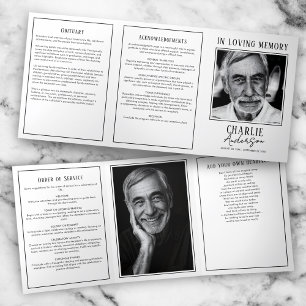 Modern 2-Photo Funeral/Memorial Tri-Fold Programme