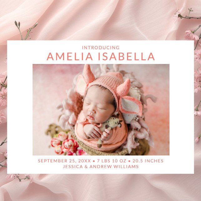 Modern 2 Photo Girl Birth Announcement (Creator Uploaded)
