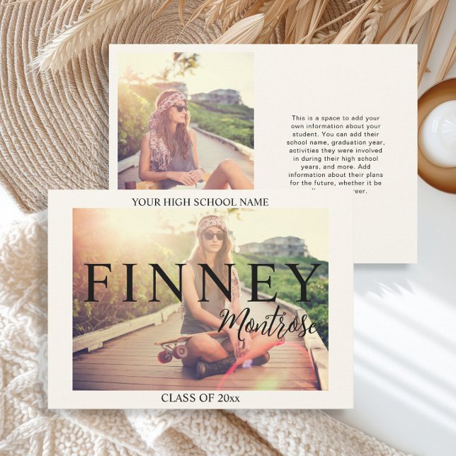 Modern 2 Photo Graduation Announcement (Two-photo modern and stylish graduation announcement)