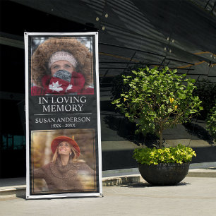 Modern 2 Photo In Loving Memory Retractable Banner