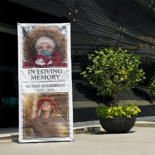 Modern 2 Photo In Loving Memory Retractable Banner