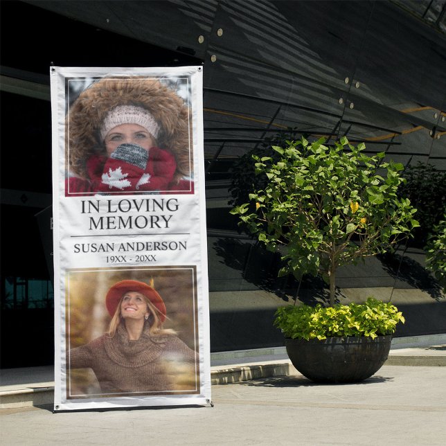 Modern 2 Photo In Loving Memory Retractable Banner (Creator Uploaded)