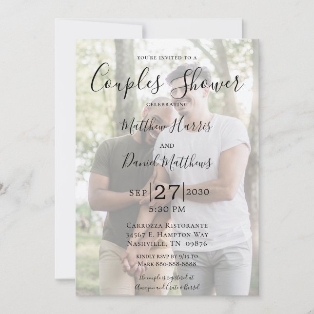 Modern 2 Photo LGBTQ Couples Shower Invitation (Front)