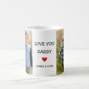 Modern 2 Photo Love You Daddy Father's Day Gift Coffee Mug