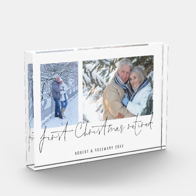 Modern 2 Photo Script Name First Christmas Retired Block (Left)