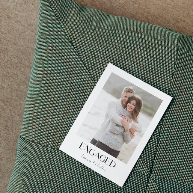 Modern 2 Photo Script QR Code Engagement Party Announcement (Engaged & Excited! Join Us for the Party 🥂💍 [Personalize Here])