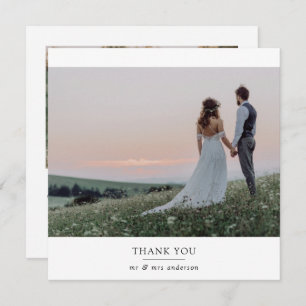 Modern 2 Photo Square Wedding   Thank You Card