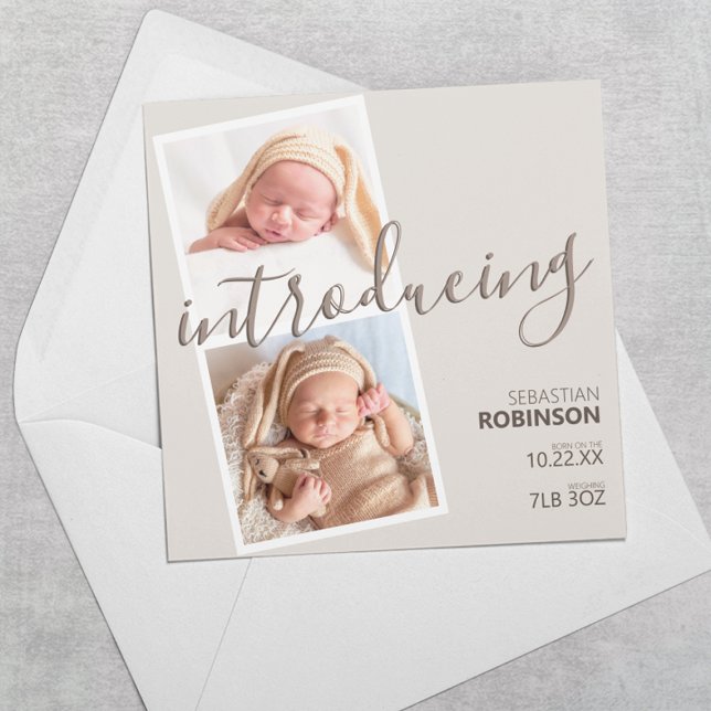 Modern 2 Photo Strip | Gender Neutral Birth Announcement (Creator Uploaded)