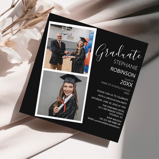 Modern 2 Photo Strip | Graduation Party Announcement (Creator Uploaded)