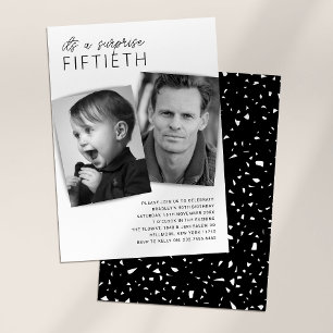 Modern 2 Photo Surprise 50th Birthday Party Invitation