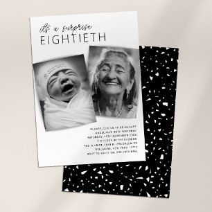 Modern 2 Photo Surprise 80th Birthday Party Invitation