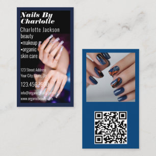 Modern 2 Photo Typography Nail Artist  Business Card