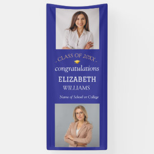 Modern 2 Photo Vertical Graduation Party  Banner