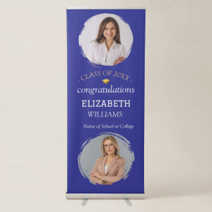 Modern 2 Photo Vertical Graduation Party  Retractable Banner