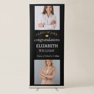 Modern 2 Photo Vertical Graduation Party  Retractable Banner