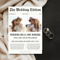 Modern 2 Photo Wedding Bells ringing Newspaper