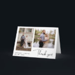 Modern 2 Photo Wedding Thank You Folding Card<br><div class="desc">Modern Minimalist 2 Photo Wedding Thank You Folding Card Modern wedding photo thank you folding card features two photos of the couple on the front within a white frame and a black modern calligraphy text image. The couples names and wedding date also appears on the front. This modern two photo...</div>
