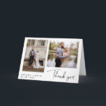 Modern 2 Photo Wedding Thank You Folding Card<br><div class="desc">Modern Minimalist 2 Photo Wedding Thank You Folding Card Modern wedding photo thank you folding card features two photos of the couple on the front within a white frame and a black modern calligraphy text image. The couples names and wedding date also appears on the front. This modern two photo...</div>