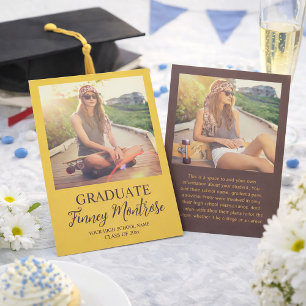 Modern 2 Photo Yellow Brown Grad Announcement