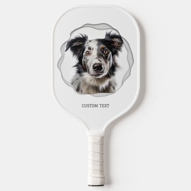 Modern 2 Photos Custom Text Pet Pickleball Paddle (Front)