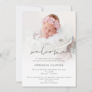 Modern 2 Photos Overlay Welcome Birth Announcement