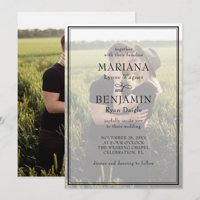 Modern 2 Photos Wedding Invitation (Front/Back)