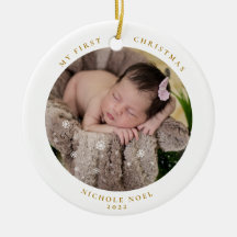 Modern 2-sided My First Christmas Snowflake Photo