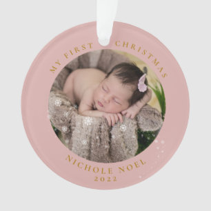 Modern 2-sided My First Christmas Snowflake Photo Ornament