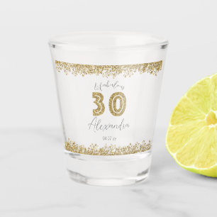 Modern 30 and Fabulous Gold Gitter Personalised Shot Glass