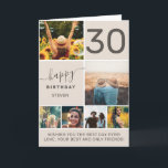 Modern 30 birthday beige 6 photo collage card<br><div class="desc">Modern simple 30th birthday beige 6 photo collage grid  with modern typography.</div>