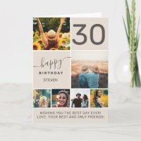 Modern 30 birthday beige 6 photo collage