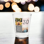 Modern 30 birthday pink 2 photo collage grid shot glass<br><div class="desc">Modern 30 birthday pink 2 photo collage grid</div>