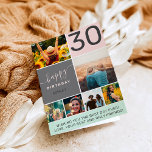 Modern 30 birthday pink 6 photo collage grid card<br><div class="desc">Modern simple 30th birthday pink 6 photo collage grid with pastel blush pink and gray editable colors and modern typography.</div>