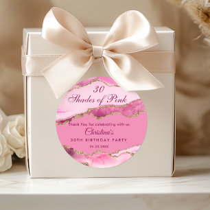 Modern 30 Shades of Pink Birthday Party Classic Round Sticker