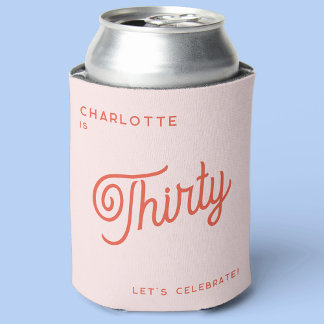 Modern 30 Thirty Birthday Can Cooler