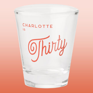 Modern 30 Thirty Birthday Shot Glass