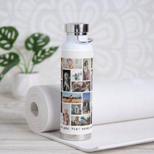 Modern 30 x Photo Collage Grid Personalized Water Bottle