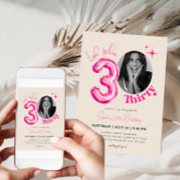 Modern 30th Birthday Beige Pink Ballon Photo