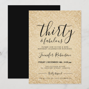 Modern 30th Birthday Gold Glitter Glam Invitation