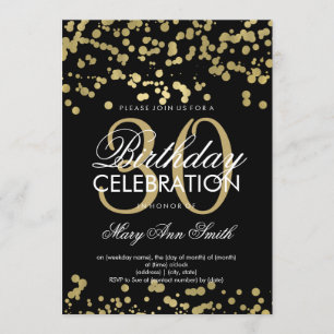 Modern 30th Birthday Party Gold Foil Confetti Invitation