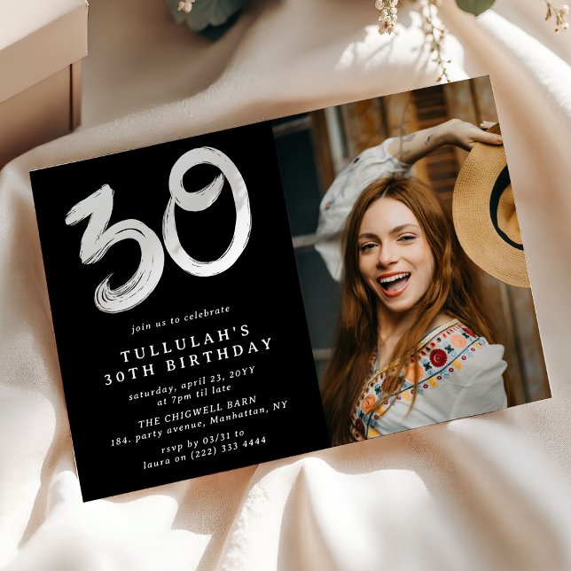 Modern 30th Birthday Party Photo Invitation (Creator Uploaded)