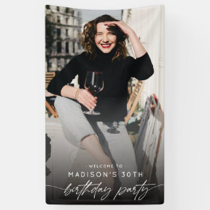 Modern 30th Birthday Party Photo Script Typography Banner