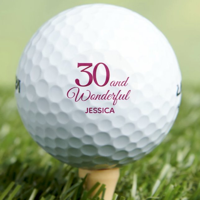 Modern 30th birthday party simple pink golf balls (Creator Uploaded)